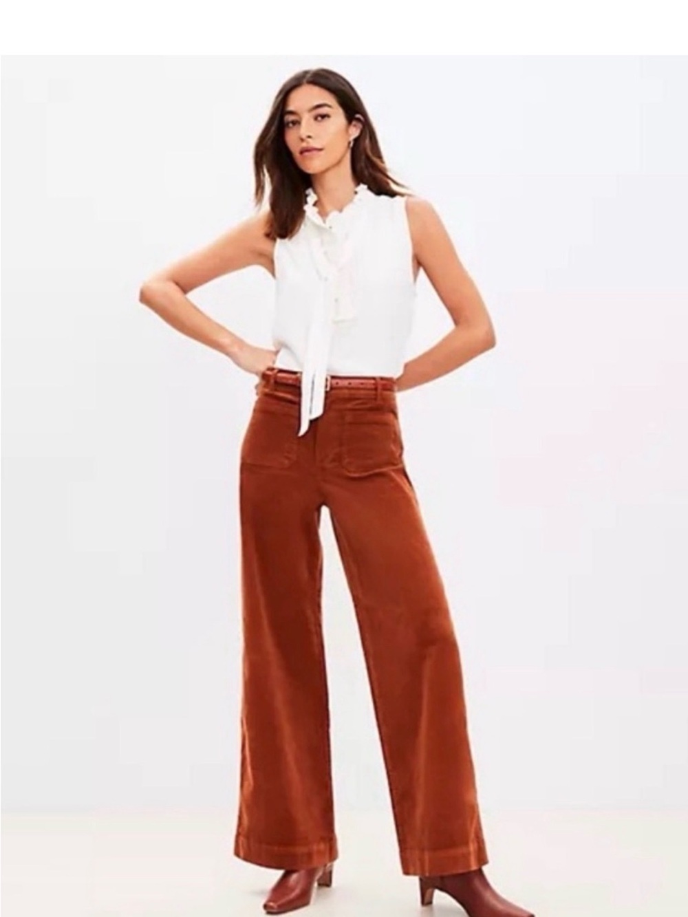 VGUC Anne Taylor Loft Palmer Wide-Leg Corduroy Pants brown rust